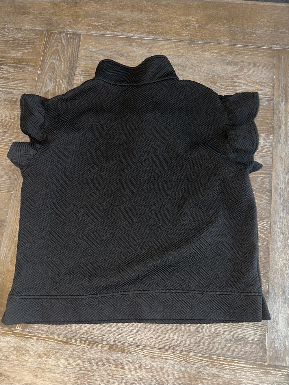 Black Textured Short Sleeve Polo with Zip - Picture 2 of 4